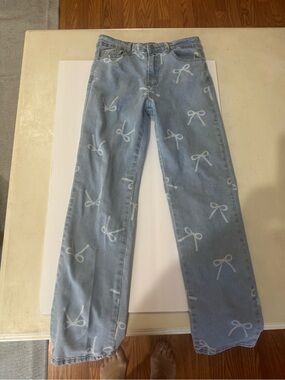 Go Go Star Light Blue Bow-Print Girls Jeans